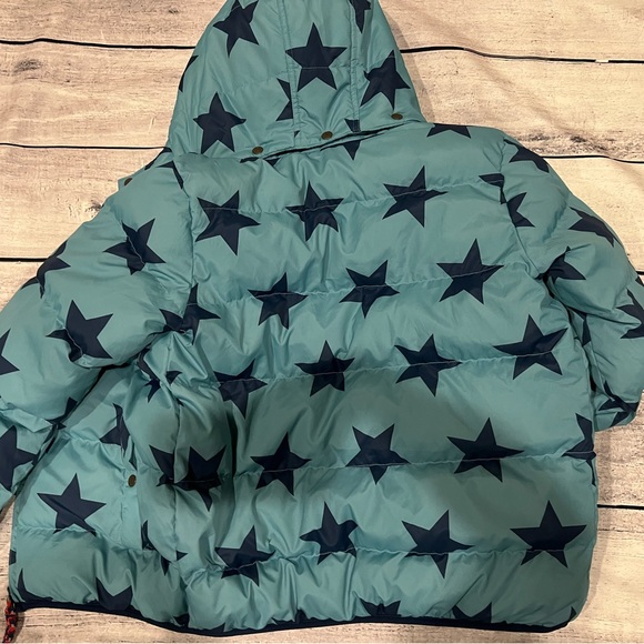 Mini Boden Puffer Coat Jacket Boys Girls size 11-12 Y Teal Blue Navy Stars Warm - Picture 4 of 5